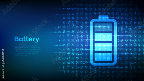Battery icon made with electricity signs. Charging point station. Rechargeable accumulator. Battery power supply background. Energy Efficiency. Vector illustration.