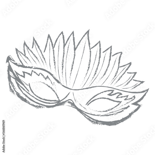 Drawn carnival mask on white background
