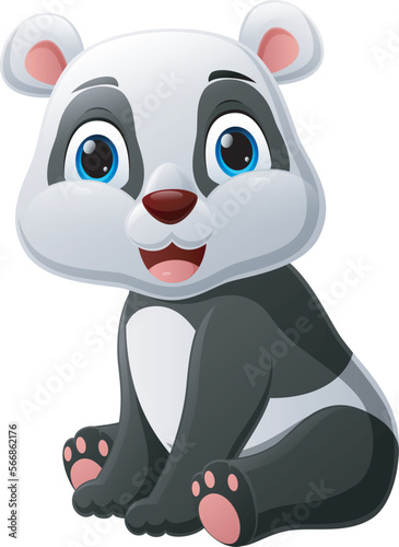 Cute baby panda cartoon on white background