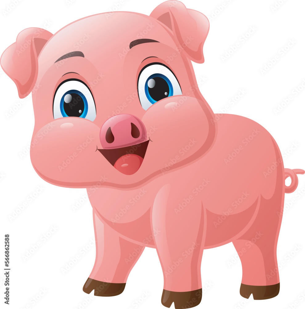 Cute little pig cartoon on white background Cute little pig cartoon on white background