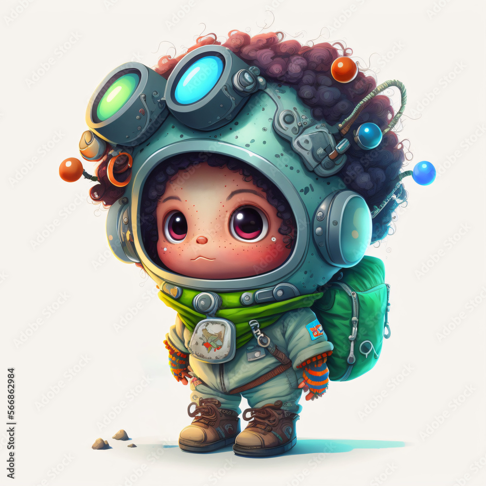 cute kid cartoon wearing a space suit isolated on a white background Generative Ai cute kid cartoon wearing a space suit isolated on a white background Generative Ai