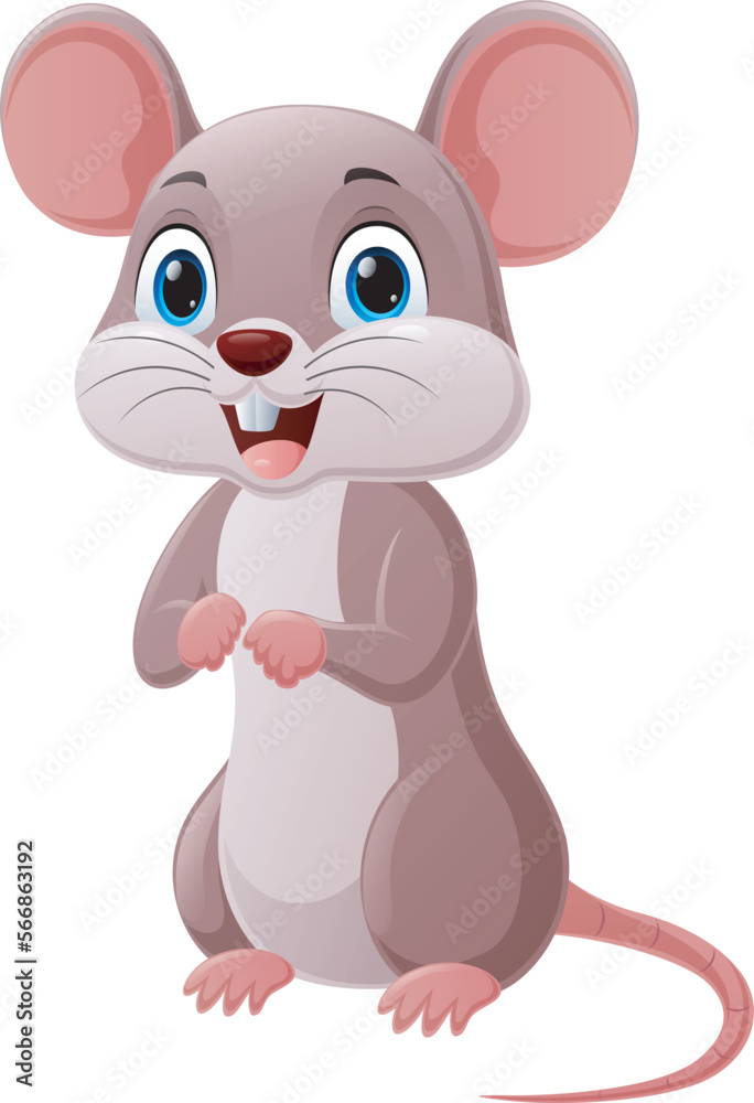Cute little mouse cartoon on white background Stock Vector | Adobe Stock