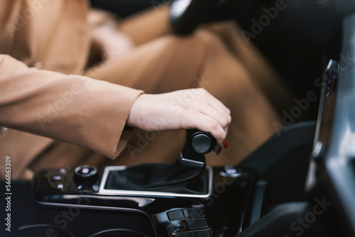 Close up of a hand on a transmission in a car. © dusanpetkovic1