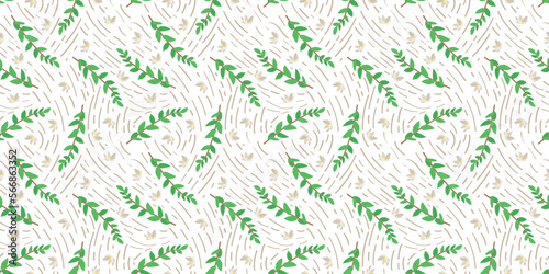 Pattern for design with spring tree branches on white background