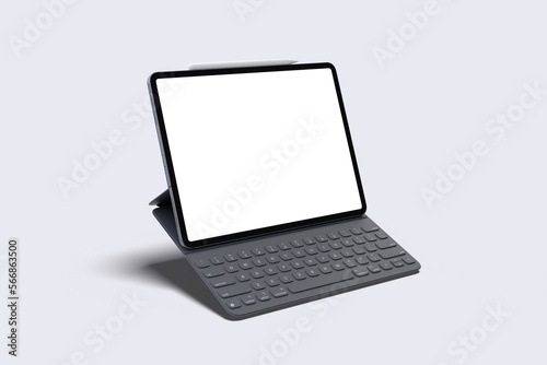 Tablet Screen with Keyboard Bllank Mockup