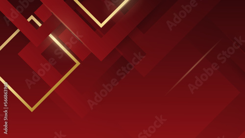 Red gold abstract background for design. Triangles, squares, stripes, lines object. Color gradient. Modern, futuristic. Light dark shades. Web banner.