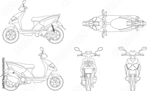 Modern minimalist electric scooter motor illustration vector sketch