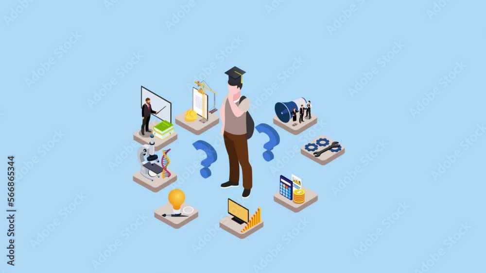 Puzzled graduated student making choice about his future career Puzzled graduated student making choice about his future career