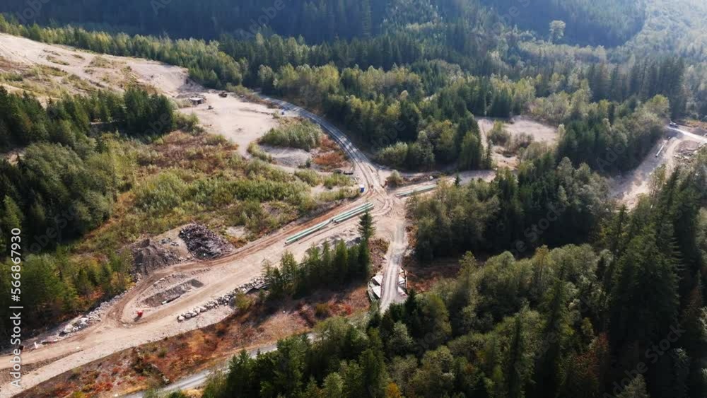 Construction of the TMX oil and gas pipeline in British Columbia Canada