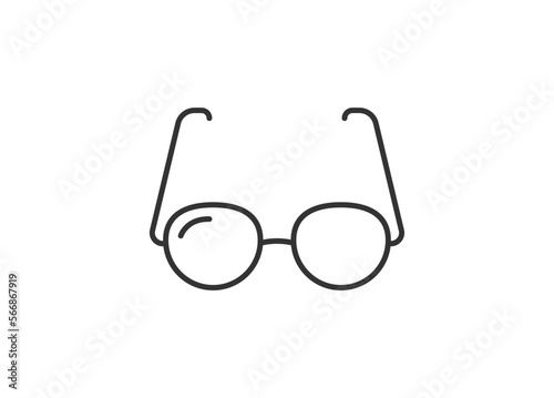 Eyeglasses icon thin line for web and mobile, modern minimalist flat design. Vector dark grey icon on light grey background.
