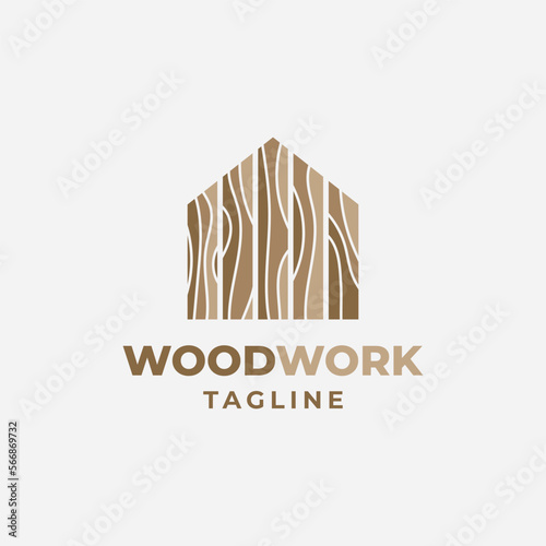 Wood house logo design illustration vector template