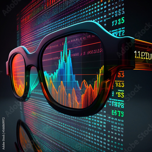 Investiment Graph seen by Glasses made by Generative IA photo