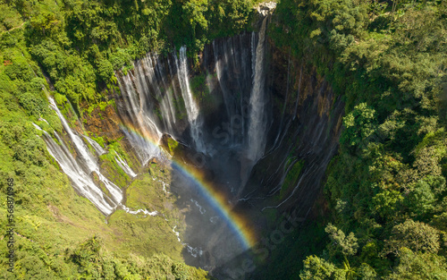 Tumpak Sewu Waterfall & Rainbow Indonesia by Drone