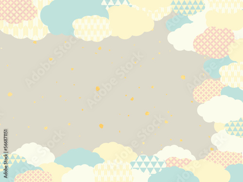 パステルカラー_和柄の雲の背景素材