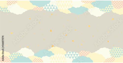 パステルカラー_和柄の雲の背景素材