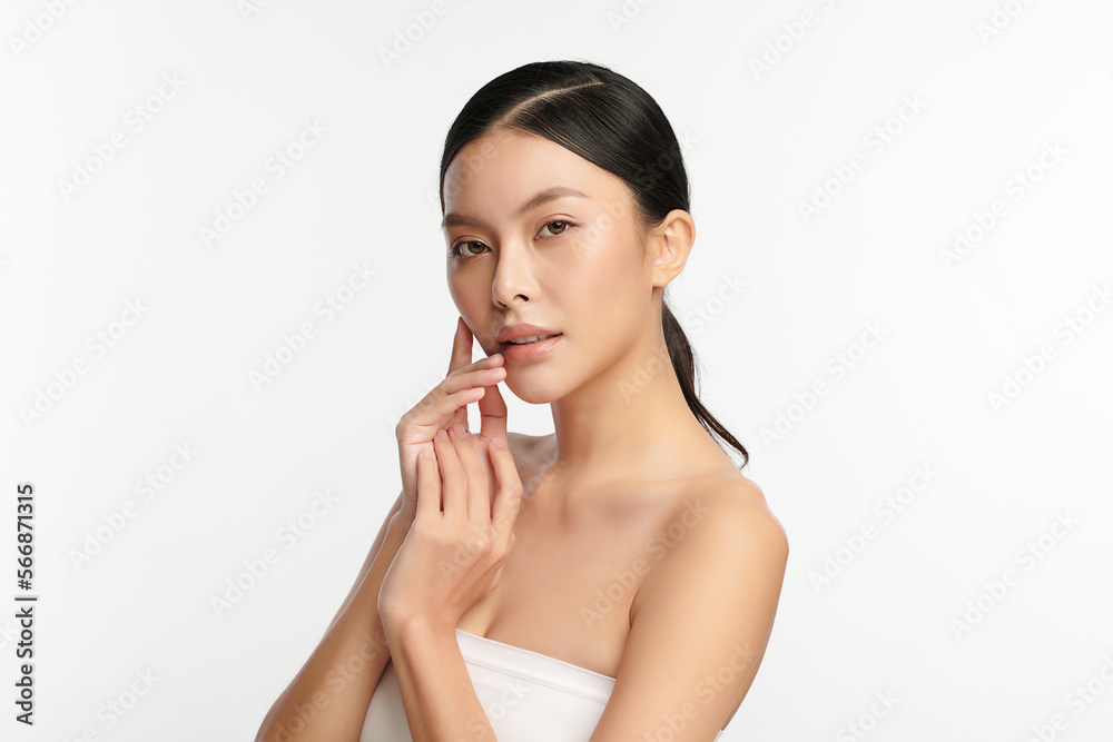Beautiful young asian woman with clean fresh skin on white background, Face care, Facial treatment, Cosmetology, beauty and spa, Asian women portrait. Beautiful young asian woman with clean fresh skin on white background, Face care, Facial treatment, Cosmetology, beauty and spa, Asian women portrait.