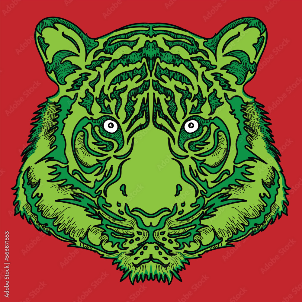 Fototapeta premium yellow tiger head vector illustration