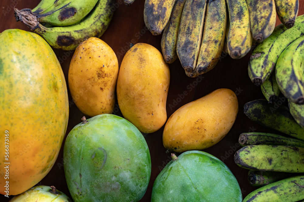 Set of Balinese fruits and vegetables . Flat lay Set of Balinese fruits and vegetables . Flat lay
