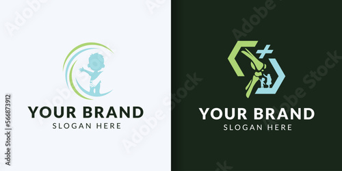 orthopedic clinic logo design for pediatric massage therapy with ankle and circle concept