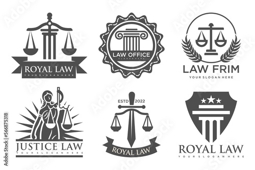 Lawyer icon set logo design with creative element style