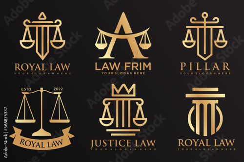 Lawyer icon set logo design with creative element style