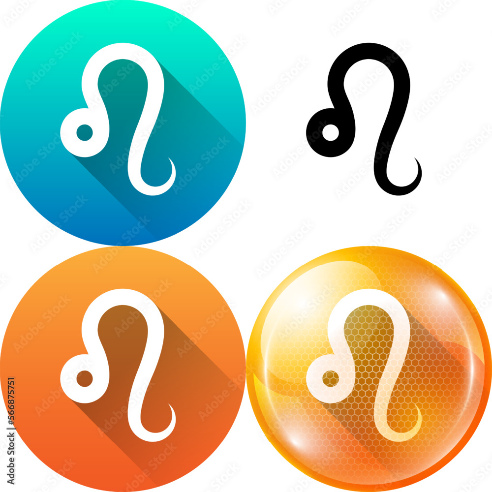 Set of Leo Zodiac Symbol Material Flat Round Icon, Silhouette, Diagonal Shadow and Air Element Circle Bubble Minimalistic Isolated on White Background for Horoscope, Astrology and Wishful. Set of Leo Zodiac Symbol Material Flat Round Icon, Silhouette, Diagonal Shadow and Air Element Circle Bubble Minimalistic Isolated on White Background for Horoscope, Astrology and Wishful.