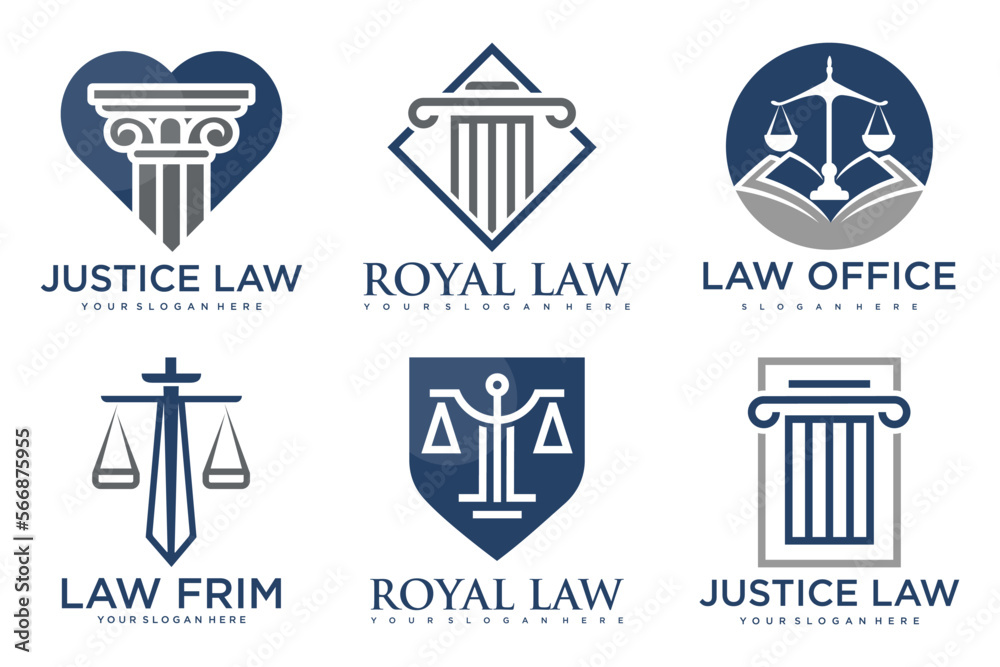 Law firm logo template. Vector set of vintage labels, logotype