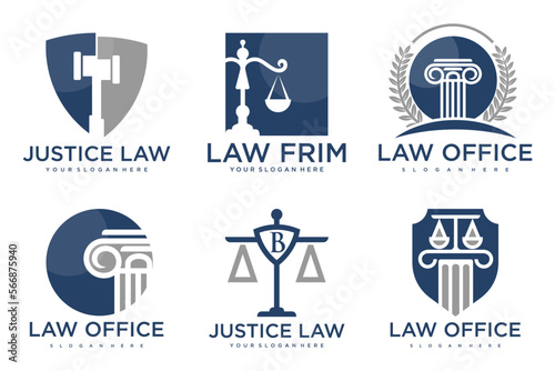 Law firm logo template. Vector set of vintage labels, logotype