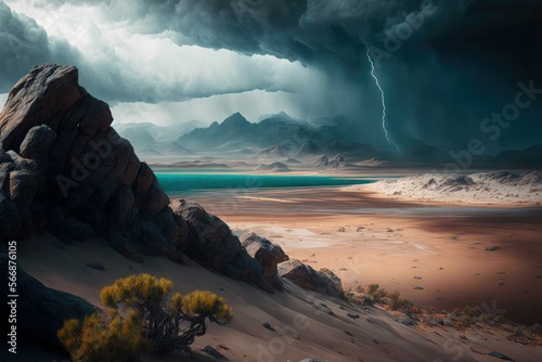 The desert on a rainy day, AI Generative