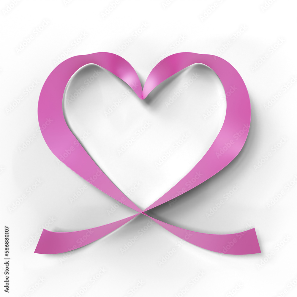 3D illustration of pink ribbon heart isolated on transparent background 3D illustration of pink ribbon heart isolated on transparent background