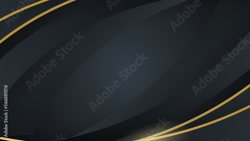 Abstract black and gold lines background. Golden wave on black background , luxury modern concept.