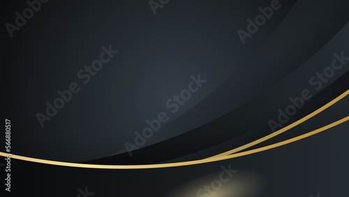 Abstract black and gold lines background. Golden wave on black background , luxury modern concept.