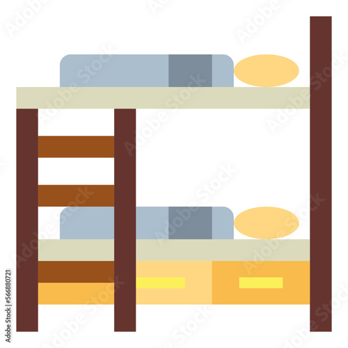 bunk bed flat icon style