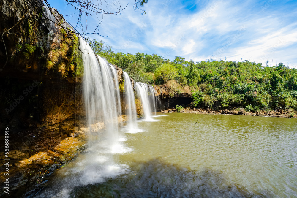 Waterfalls in Bu Gia Map National Park in Binh Phuoc Province, Vietnam, one of the favorite adventure jungle trekking destinations