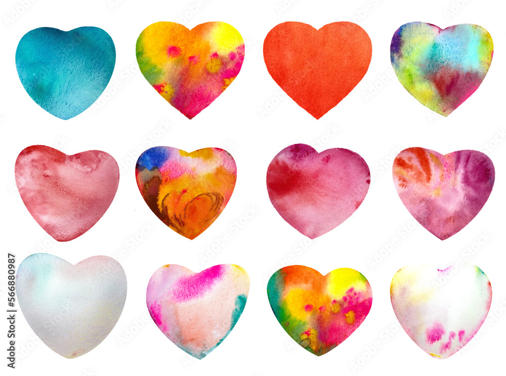 Collection illustration heart paint isolated
