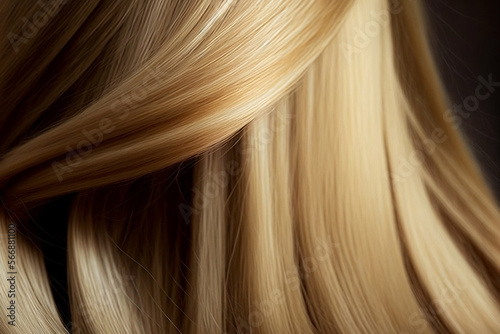 Blonde hair streak macro closeup. Generative AI.
