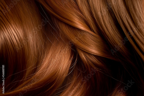 Red brown blonde bright hair macro closeup. Generative AI.