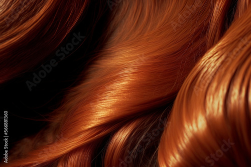 Red brown hair structure macro closeup. Generative AI.