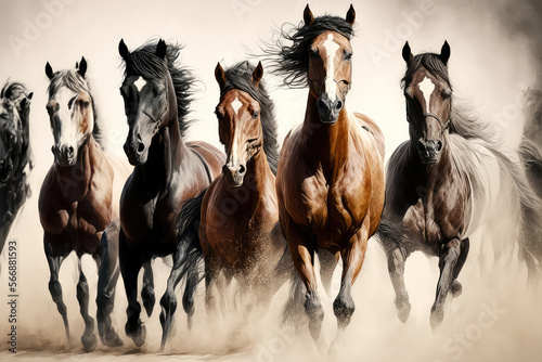 illustration painting horses of successful unique wall paintings  ai generated 