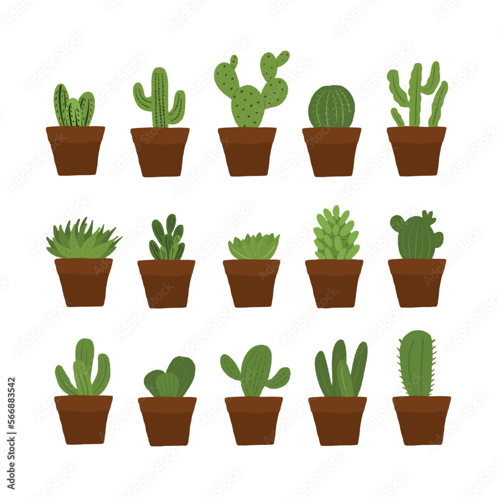 Cactus Plant in pot Cartoon Character Illustration Cactus Plant in pot Cartoon Character Illustration