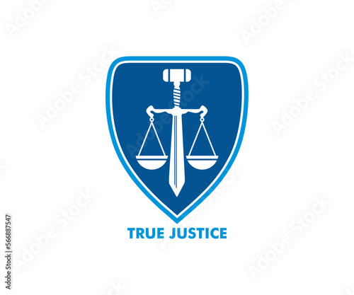 GREAT JUSTICE ICONS LOGO, silhouette of  shiel, hummer and blade vector illustrations