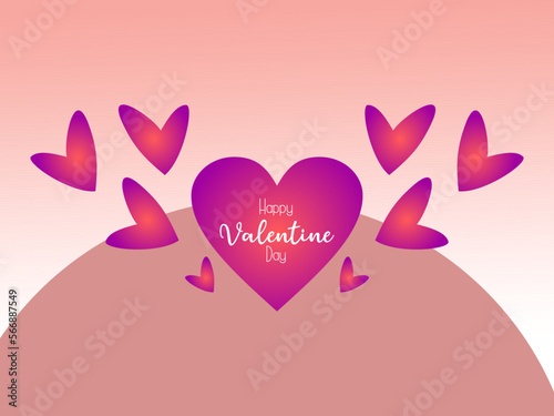 happy valentines card, with gradient pattern