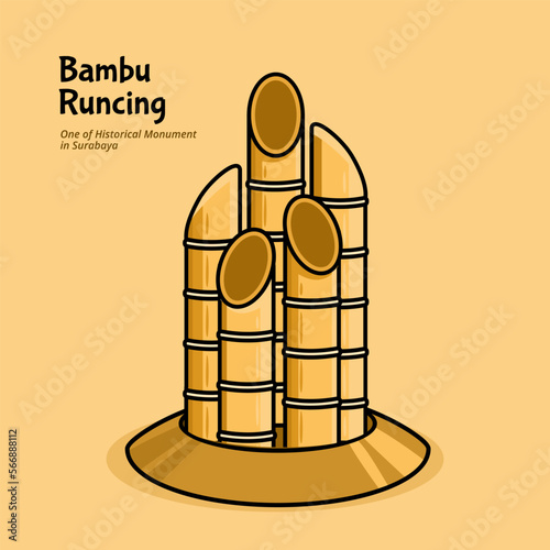 Fotografie illustration of bamboo runcing traditional monument of surabaya