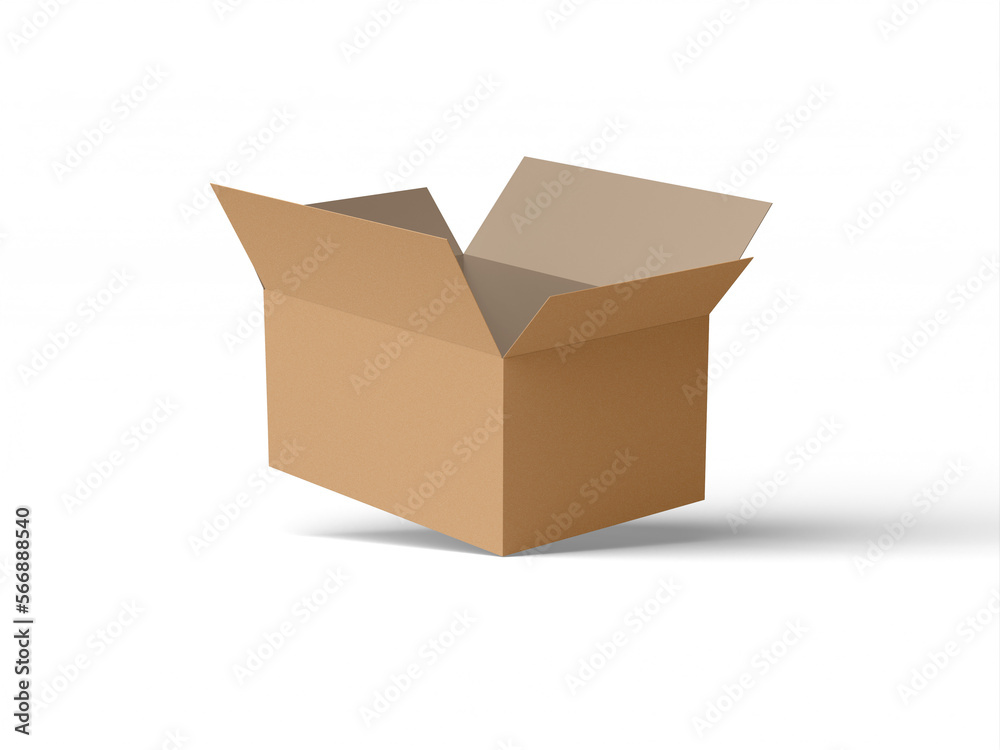 Isometric Delivery Box 3D Mockup Side View in White Background