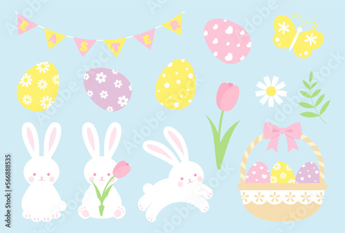 a set of easter vector illustrations for banners, cards, flyers, social media wallpapers, etc.