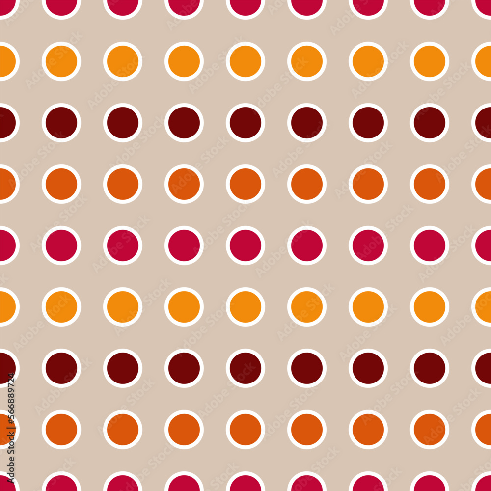 seamless polka pattern.Polka dot white outline seamless pattern design for decorating, circle red yellow orange dark red with white border on late color backbround for wallpaper, wrapping paper, fabri seamless polka pattern.Polka dot white outline seamless pattern design for decorating, circle red yellow orange dark red with white border on late color backbround for wallpaper, wrapping paper, fabri