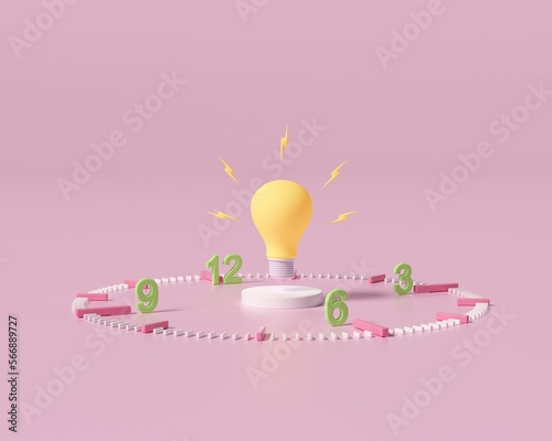 
platform pink time clock tick indefinite continuous progress timely reconstruction concept, advertising, commercial, past, present, future sequence, 3d illustration photo