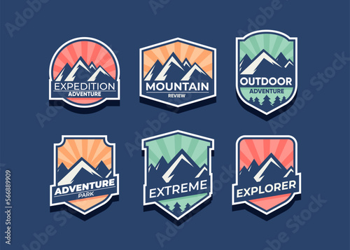 Explore Mountain Advanture symbol vector set