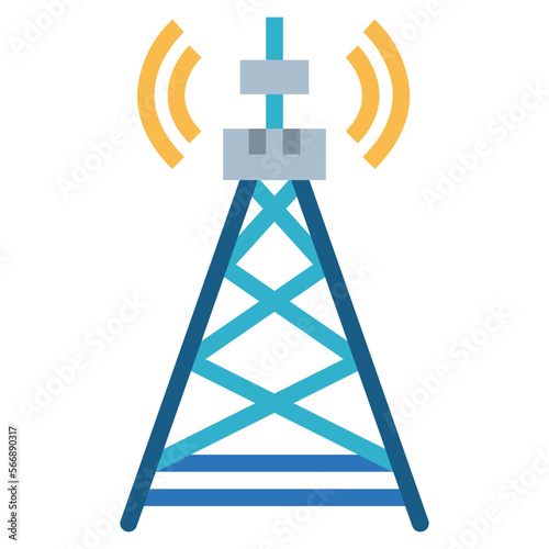 Signal tower flat icon style photo
