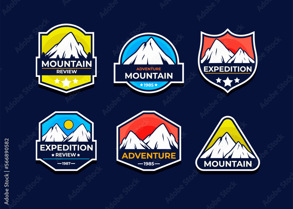 Explore Mountain Advanture symbol vector set